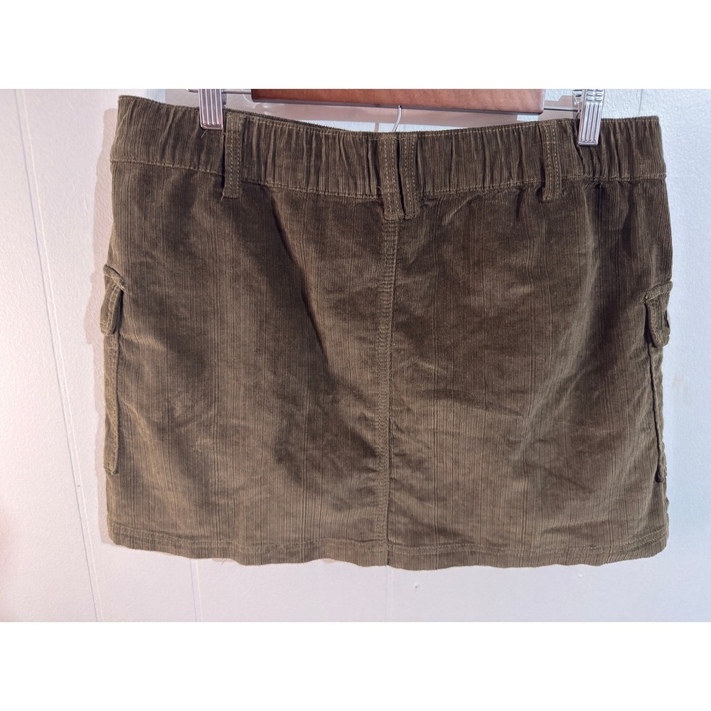 NWT 90's Grunge Olive Green Corduroy Cargo Mini Skirt Women's Size L 12-14 - Picture 2 of 7